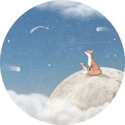 Fox On The Moon Ταπετσαρια Τοιχου Μπλε Στρογγυλη 80cm