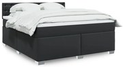 vidaXL Κρεβάτι Boxspring με Στρώμα Μαύρο 180x200εκ.από Συνθετικό Δέρμα