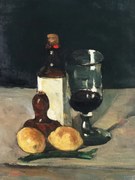 Αναπαραγωγή Still Life with Bottle, Glass & Lemons, Paul Cézanne