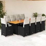 Σετ Επίπλων Bistro Κήπου 11τεμ Μαύρο Συνθετ. Ρατάν με Μαξιλάρια 3277273