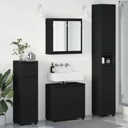 vidaXL Σετ Επίπλων Μπάνιου με συρτάρι 4 pcs Μαύρο Επεξεργασμένο ξύλο