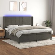 ΚΡΕΒΑΤΙ BOXSPRING ΜΕ ΣΤΡΩΜΑ &amp; LED ΣΚ. ΓΚΡΙ 200X200ΕΚ. ΒΕΛΟΥΔΙΝΟ 3139584