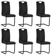 Καρέκλες Τραπεζαρίας «Πρόβολος» 6 τεμ. Μαύρες Συνθετικό Δέρμα