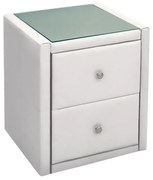 WOODWELL Ε8057,1GWILTON Κομοδίνο PU Άσπρο με Προστατευτικό Γυαλί Επιφάνειας 46x41x57cm Ε8057,1G