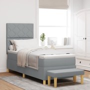 vidaXL Κρεβάτι με ελατήριο & πάγκο Ανοιχτό Γκρι 80x200 εκ. Υφασμάτινο