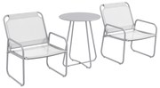 Outsunny Σετ επίπλων κήπου 3 τεμαχίων, 2 καρέκλες με αεριζόμενο ύφασμα, 1 στρογγυλό τραπέζι Ø60 cm, Ανοιχτό γκρι