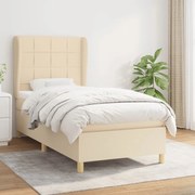 vidaXL Κρεβάτι Boxspring με Στρώμα Κρεμ 90x200 εκ.Υφασμάτινο