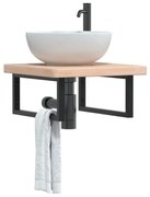 Ράφι Νιπτήρα Τοίχου από Ατσάλι / Μασίφ Ξύλο Δρυός