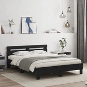 vidaXL Πλαίσιο Κρεβατιού με Κεφαλάρι/LED Μαύρο 140x190 εκ.