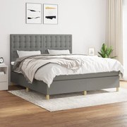 Κρεβάτι Boxspring με Στρώμα Σκούρο Γκρι 160x200 εκ Υφασμάτινο