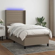 ΚΡΕΒΑΤΙ BOXSPRING ΜΕ ΣΤΡΩΜΑ &amp; LED TAUPE 90X200 ΕΚ. ΥΦΑΣΜΑΤΙΝΟ 3138369