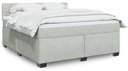 vidaXL Κρεβάτι Boxspring με Στρώμα Ανοιχτό Γκρι 180x200 εκ. Βελούδινο