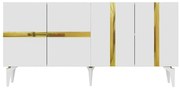 Μπουφές Vania 475OLV2773 150x40x79cm White-Gold Μοριοσανίδα, Μελαμίνη