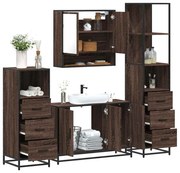 vidaXL Σετ Επίπλων Μπάνιου 4 Τεμαχίων Καφέ Δρυς από Επεξεργασμένο Ξύλο