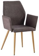 Πολυθρόνα Μεταλλική LETO Βαφή Φυσικό/Ύφασμα Grey 60x62x84cm (Σετ 4 ΤΕΜ)