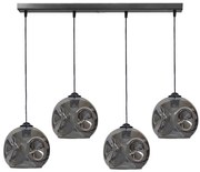 Φωτιστικό Οροφής - Ράγα Pop 02-0414 4/Ε27 Φ20x100x96cm Fume-Black Heronia Μέταλλο,Γυαλί