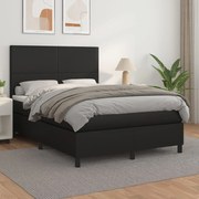 Κρεβάτι Boxspring με Στρώμα Μαύρο 140x200εκ.από Συνθετικό Δέρμα - Μαύρο