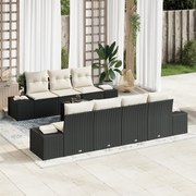 vidaXL Σετ Καναπέ 8 Τεμαχίων με Μαξιλάρια Μαύρο Πολυρράτα