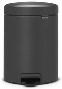 Κάδος με πεντάλ Brabantia NewIcon 1001103, 5 L, Ομαλό κλείσιμο, Αντιολισθητική βάση, Ορυκτή επίστρωση, Σκούρο γκρι