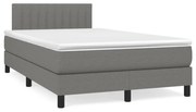 Κρεβάτι Boxspring με Στρώμα &amp; LED Σκ.Γκρι 120x190εκ. Υφασμάτινο