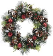 Χριστουγεννιάτικο Στεφάνι Με Κόκκινα Berries Και Χιόνι Φ40cm