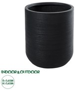 20694 GloboStar®  Artificial Garden DAMASCUS 20694 Διακοσμητικό Πολυεστερικό Τσιμεντένιο Κασπώ Γλάστρα - Flower Pot Μαύρο Φ45 x Υ45cm