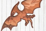 Σετ των 3 Intra απο ξύλο plywood 3mm-4mm πάχος - Flying Dinosaur Wall Art 3D Layered Δίασταση 6x6 cm INTRAFABR-119557358