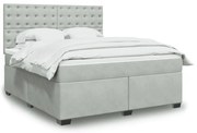 Κρεβάτι Boxspring με Στρώμα Ανοιχτό Γκρι 180x200 εκ. Βελούδινο