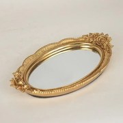 Διακοσμητικός Δίσκος Με Καθρέπτη 752-16038 30x18.8x3.5cm Gold Estheti Home Πολυρεσίνη
