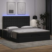 Οθωμανικό κρεβάτι με στρώμα &amp; LEDs Μαύρο 160x200cm Faux Leather 3313860