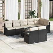 vidaXL Σετ Καναπέ Κήπου με μαξιλάρι 9 pcs Μαύρο Πολυ ράταν