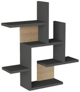 Ραφιέρα Τοίχου Nogara σε Φυσικό - Ανθρακί 62.6x14.5x66.2εκ. 62.6x14.5x66.2 εκ.