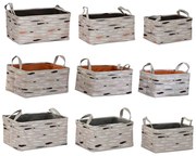 Σετ Καλαθιών DKD Home Decor Καφέ Γκρι Πορτοκαλί 40 x 30 x 20 cm (3 Μονάδες)