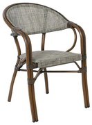 WOODWELL VEGERA Πολυθρόνα Dining Αλουμίνιο Βαφή Καρυδί Textilene Μπεζ, Στοιβαζόμενη 57x58x83cm Ε258,11