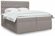 vidaXL Κρεβάτι Boxspring με Στρώμα Taupe 200x200 εκ. Υφασμάτινο