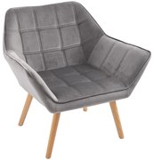 HOMCOM Πολυθρόνα Σκανδιναβικού Σχεδιασμού, Πολυθρόνα Ανάγνωσης, Πολυθρόνα Έμφασης, Καπιτονέ, 67cm x 61,5cm x 71cm. Γκρι