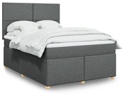 Κρεβάτι Boxspring με Στρώμα Σκούρο Γκρι 140x200 εκ Υφασμάτινο - Γκρι