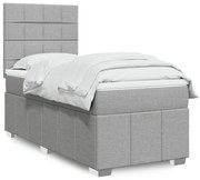 vidaXL Κρεβάτι Boxspring με Στρώμα Ανοιχτό Γκρι 90x200 εκ. Υφασμάτινο