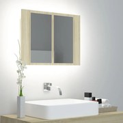 Ντουλάπι Μπάνιου με Καθρέφτη &amp; LED Sonoma Δρυς Ακρυλικός 804959