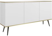 Μπουφές Oro K160_BI_BL 160x39x85cm White-Gold-Black Μελαμίνη,Μέταλλο