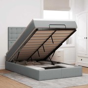 vidaXL Οθωμανικό κρεβάτι με στρώμα &amp; LEDs Ανοιχτό γκρι Ύφασμα