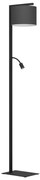Φωτιστικό Δαπέδου Μαύρο 34,5x26,5xH180cm 1xE27 με Σποτ Διαβάσματος Eglo Foligno 390068