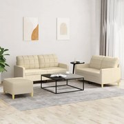 vidaXL Πολυθρόνες Σετ 3 Τεμαχίων Κρεμ από Ύφασμα με Μαξιλάρια