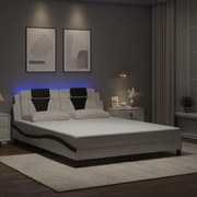 vidaXL Πλαίσιο Κρεβατιού με LED Λευκό/Μαύρο 160x200εκ. Συνθετικό Δέρμα