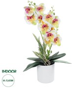 GloboStar® Artificial Garden WHITE - FUCHSIA ORCHID 21078 Διακοσμητικό Φυτό Λευκή - Φούξια Ορχιδέα Υ45cm