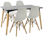 Τραπεζαρία Natali-Julita pakoworld σετ 5τεμ μαύρο-λευκό-φυσικό 120x80x76εκ