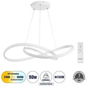 Κρεμαστό Φωτιστικό LED CCT 90W Φ73cm Αλουμίνιο Dimmable Globostar 60914 Λευκό