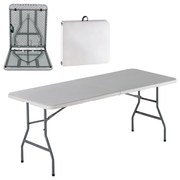 WOODWELL ΕΟ179BLOW Τραπέζι  Συνεδρίου - Catering Πτυσσόμενο (Βαλίτσα), HDPE Άσπρο, Μέταλλο Βαφή Γκρι 180x74x74cm ΕΟ179