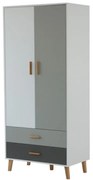 Ντουλάπα Timmy 2D2S Λευκό-Γραφίτη-Γκρι 90x50x199cm