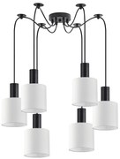 SE21-BL-4-BL6-SH1 ADEPT TUBE Black Pendant White Fabric Shade+